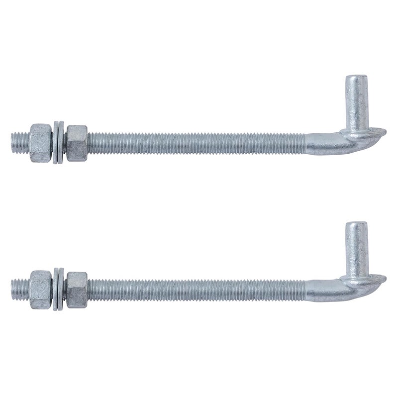 VIVIDA 10"" J Bolt Gate Hinge 2 Pack, Chain Link Gate Bolt Hinge with 5/8"" Male Pin, Galvanized Steel, Nuts & Washers Included - Image 1